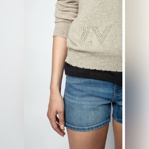 Zadig & Voltaire Vivi Patch Star Elbow Patch 100% Cashmere Sweater NWT. Small - Picture 2 of 11